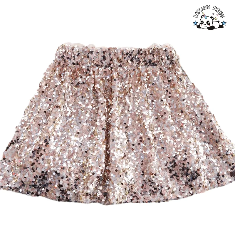 LEZONKIDS - Customize Different Designs and Fabrics Girls Skirt Sequin Fashionable Kids Skirts for 2-8T